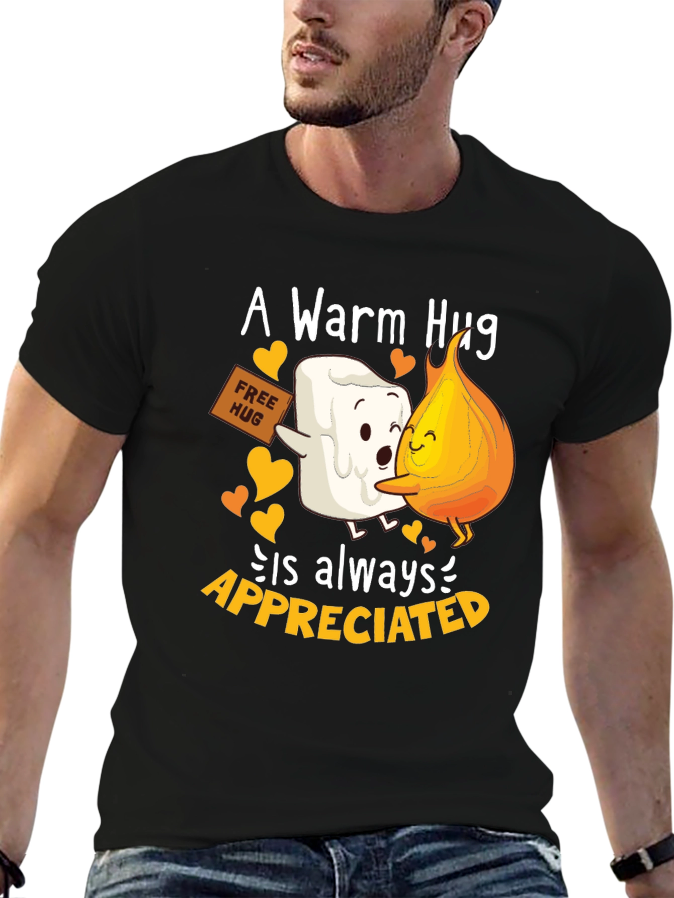 Warm Hug T-Shirt: Marshmallow and Flame Design