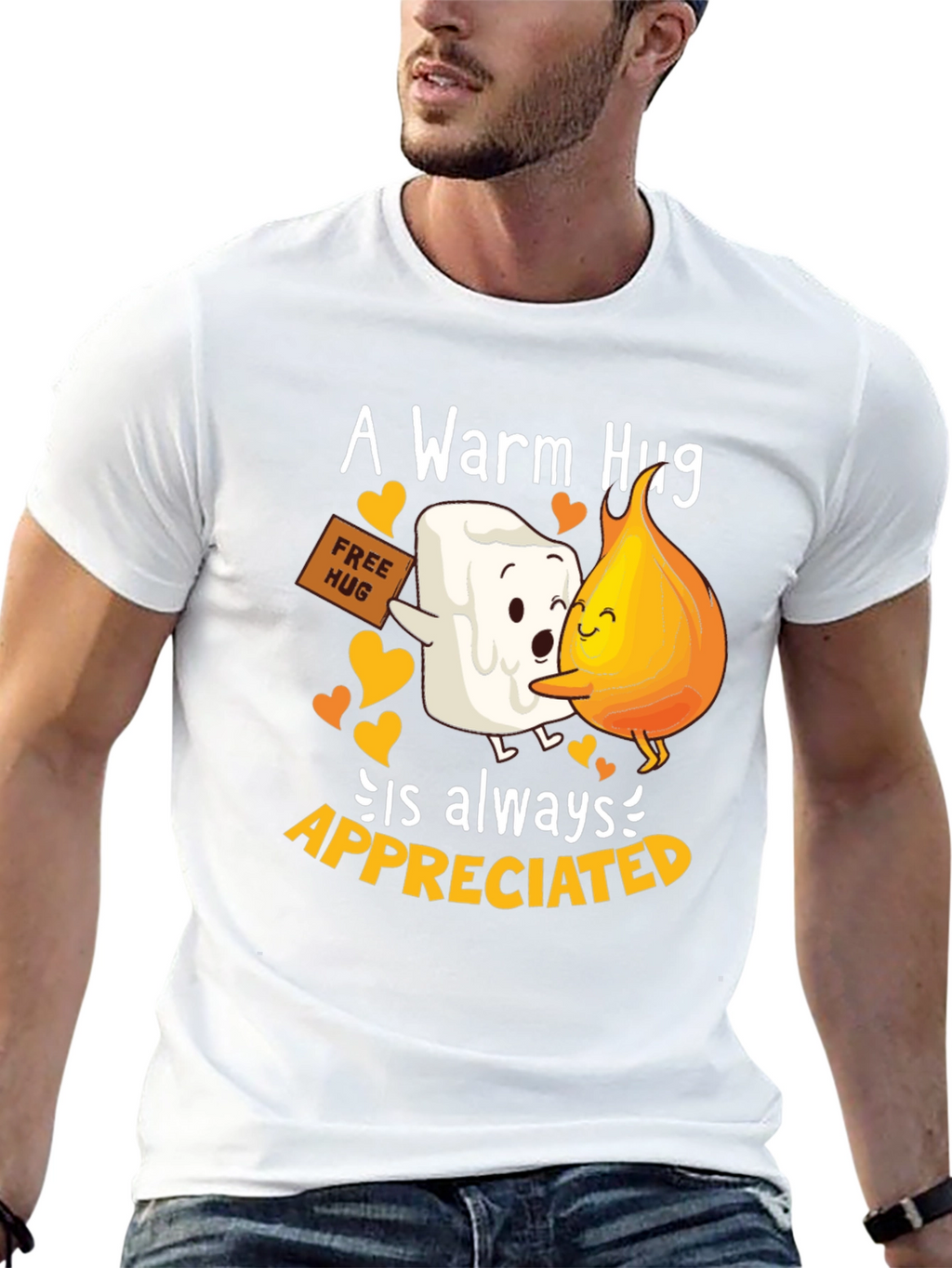 Warm Hug T-Shirt: Marshmallow and Flame Design