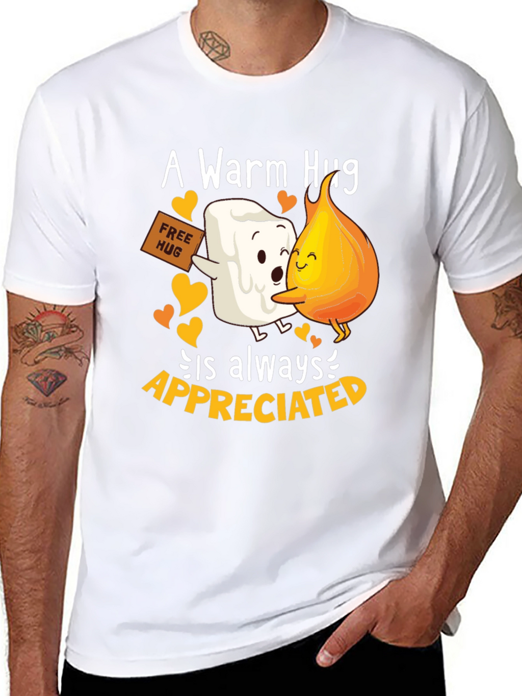 Warm Hug T-Shirt: Marshmallow and Flame Design