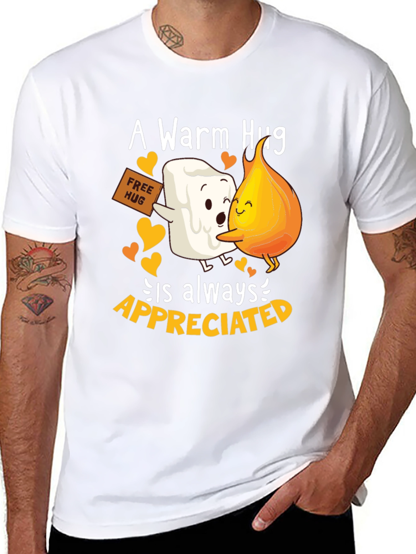 Warm Hug T-Shirt: Marshmallow and Flame Design