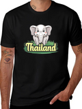 Thailand Elephant Graphic Tee - Black Cotton T-Shirt