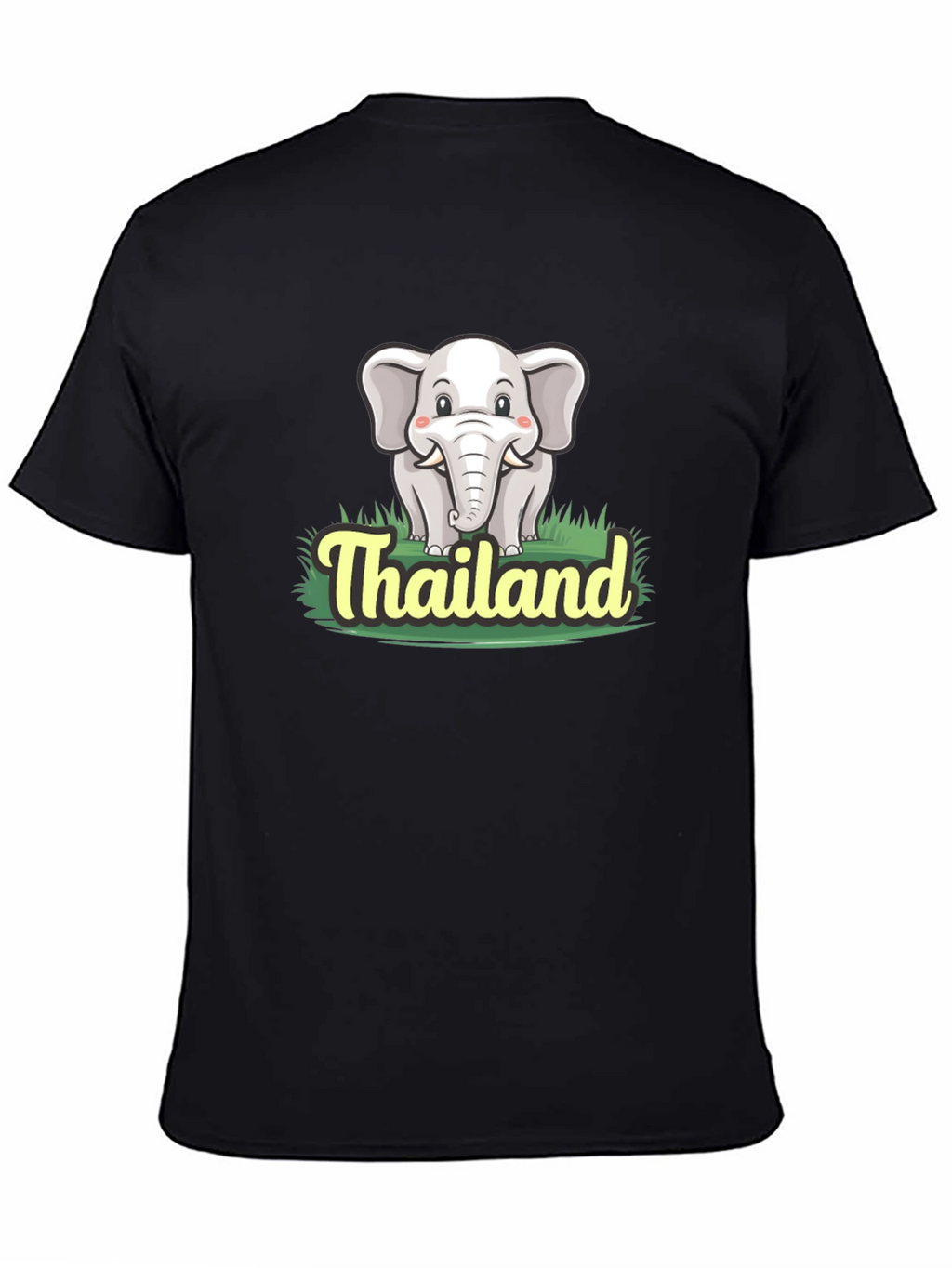 Thailand Elephant Graphic Tee - Black Cotton T-Shirt