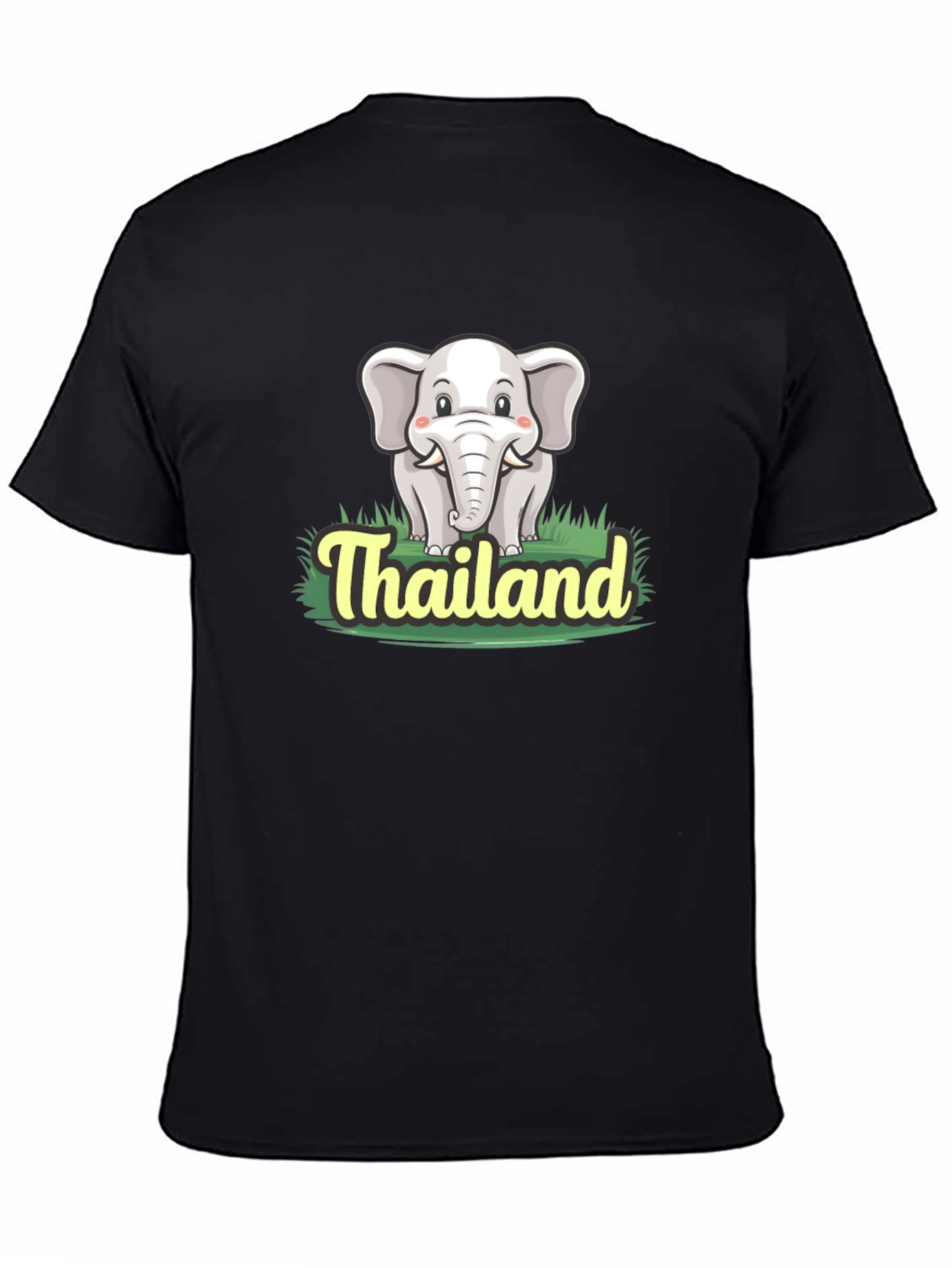 Thailand Elephant Graphic Tee - Black Cotton T-Shirt