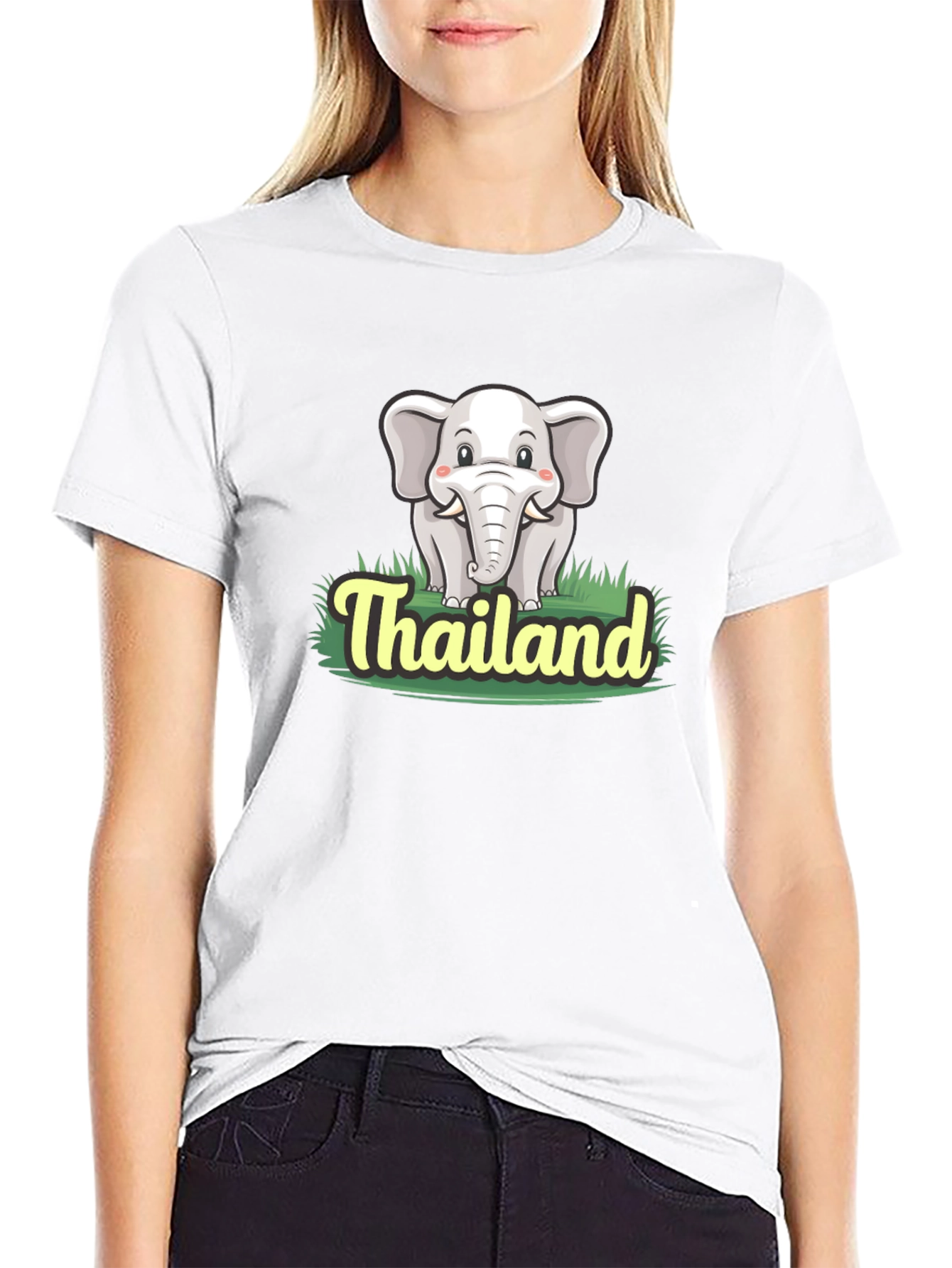 Thailand Elephant Graphic Tee - Black Cotton T-Shirt