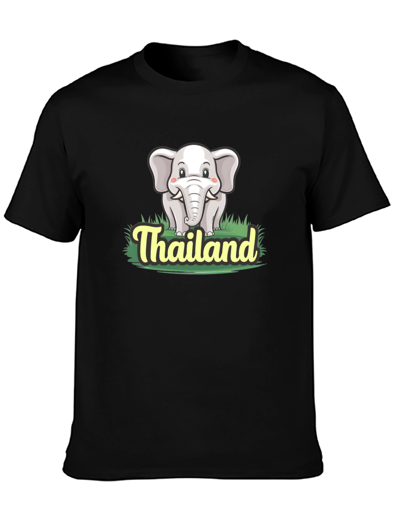 Thailand Elephant Graphic Tee - Black Cotton T-Shirt