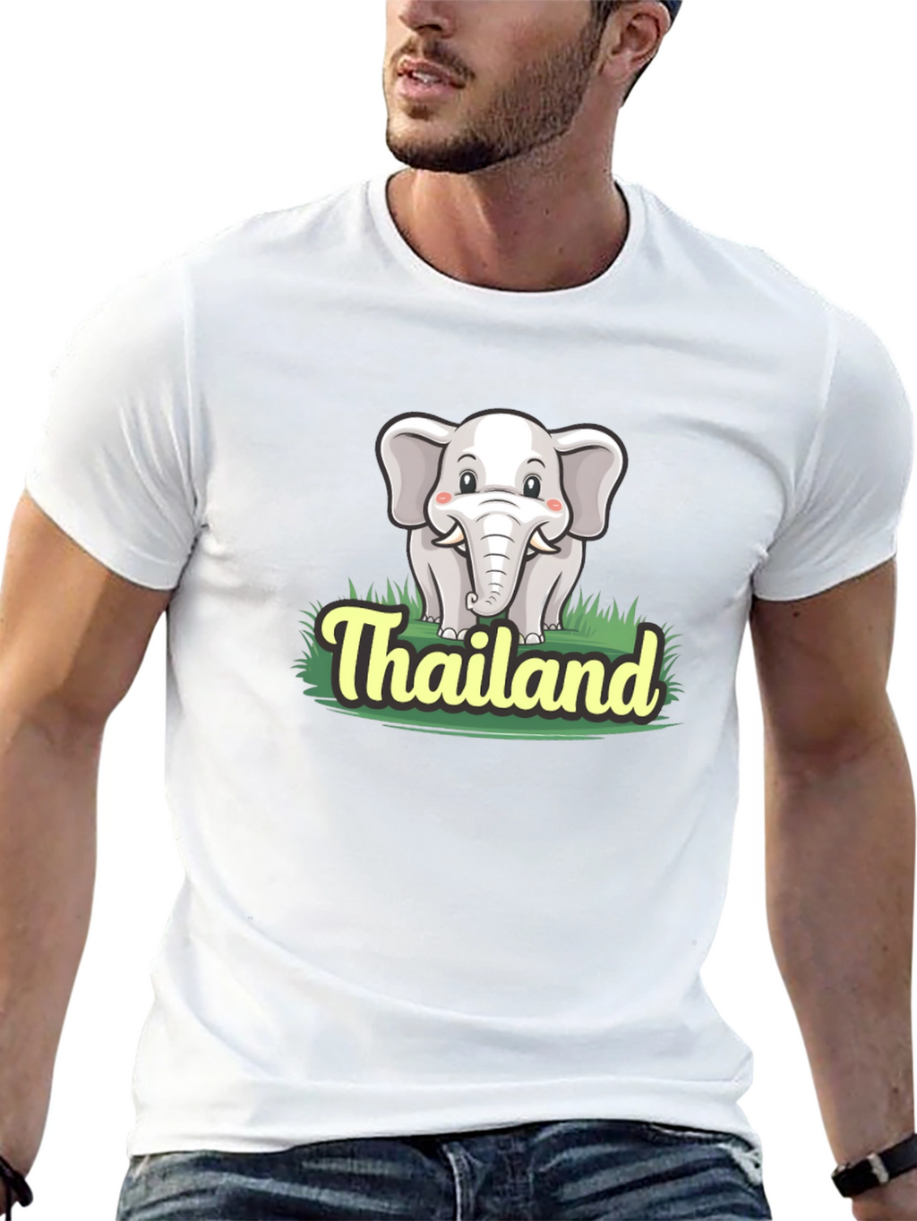 Thailand Elephant Graphic Tee - Black Cotton T-Shirt