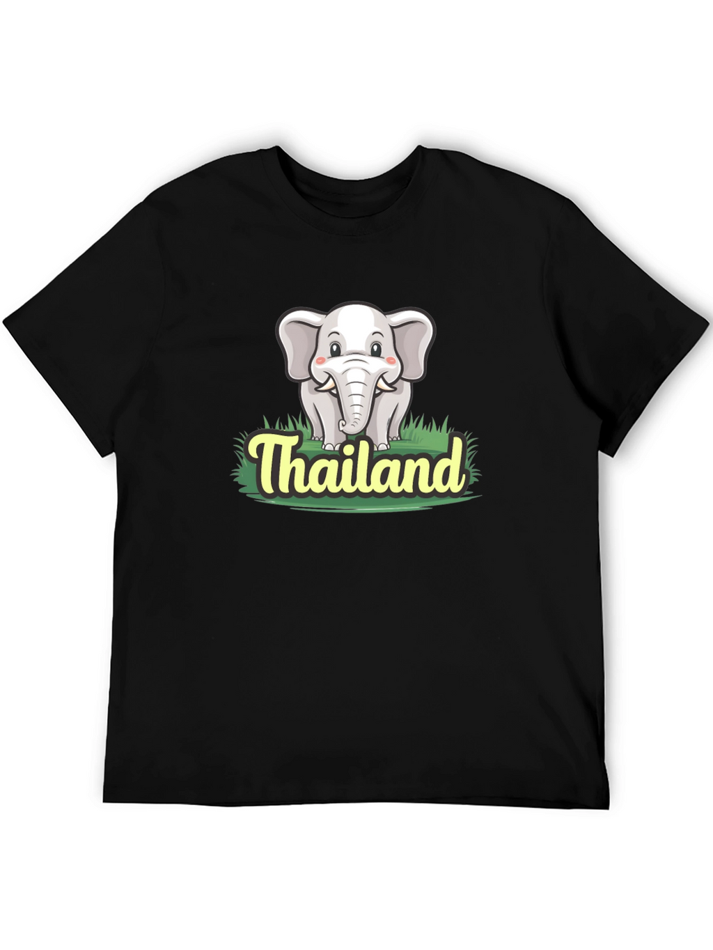 Thailand Elephant Graphic Tee - Black Cotton T-Shirt