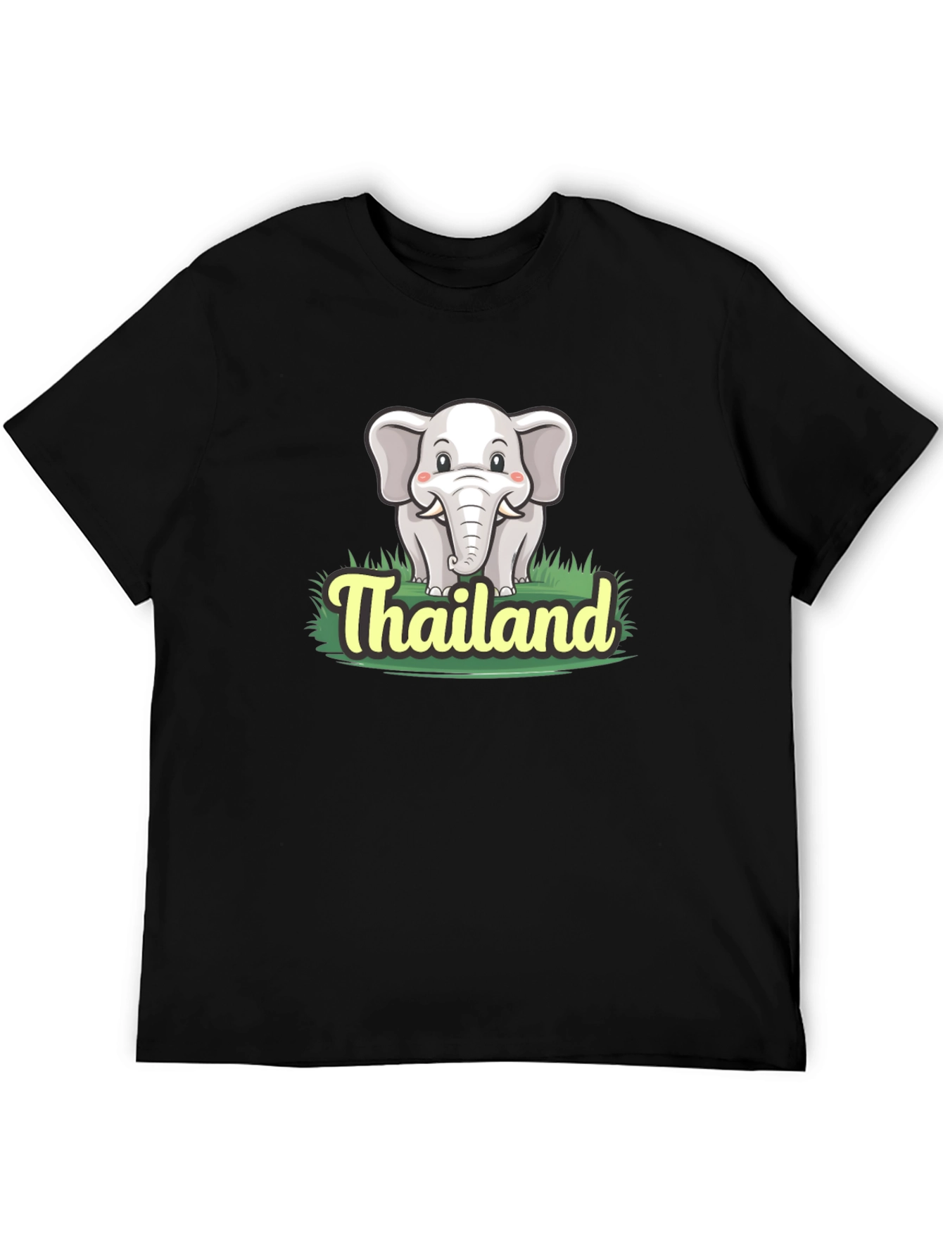 Thailand Elephant Graphic Tee - Black Cotton T-Shirt