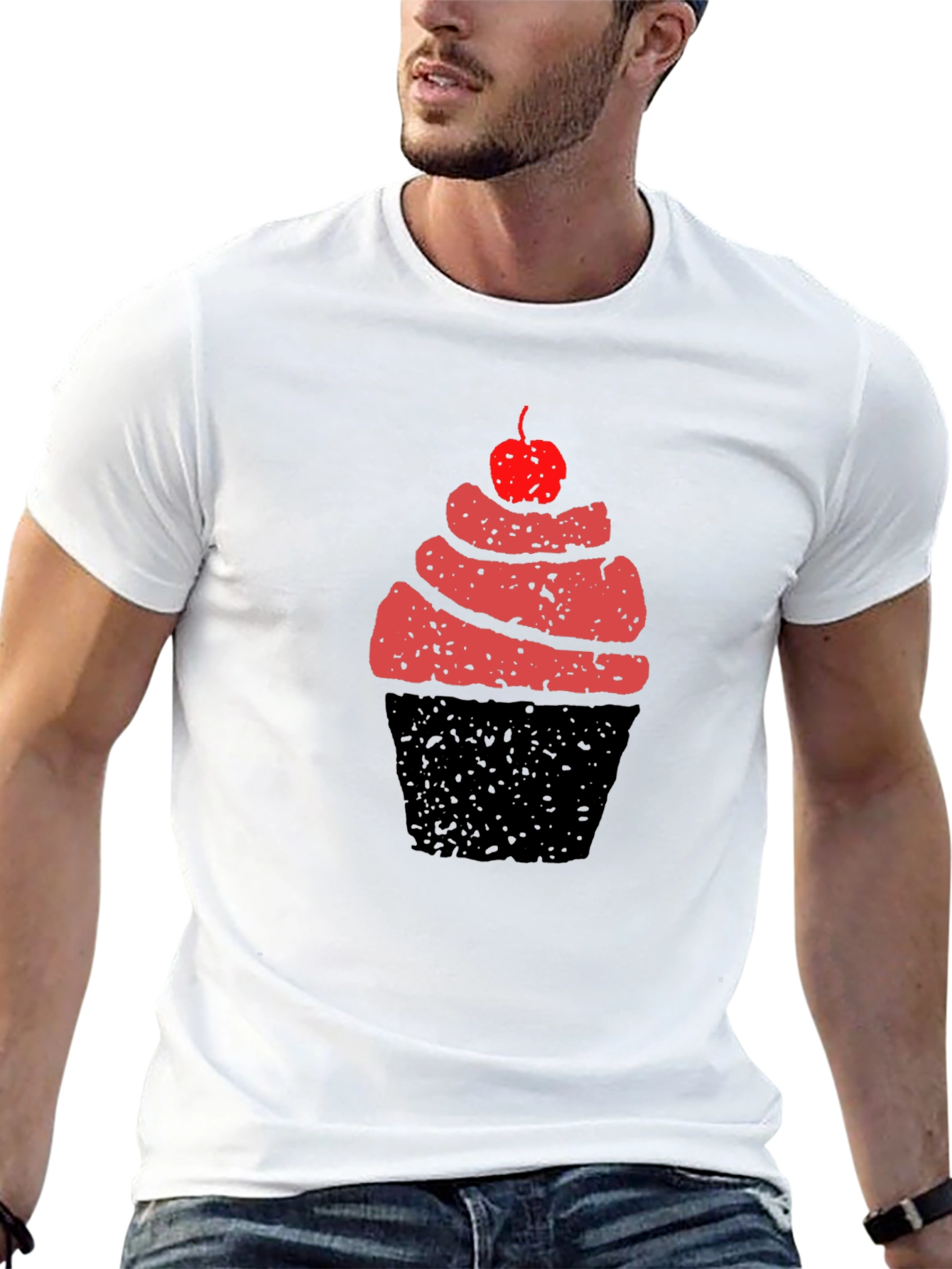 Cupcake Graphic Tee - Black Cotton T-Shirt