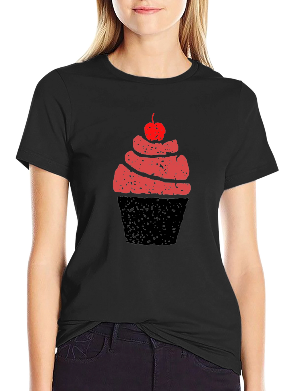 Cupcake Graphic Tee - Black Cotton T-Shirt