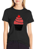 Cupcake Graphic Tee - Black Cotton T-Shirt