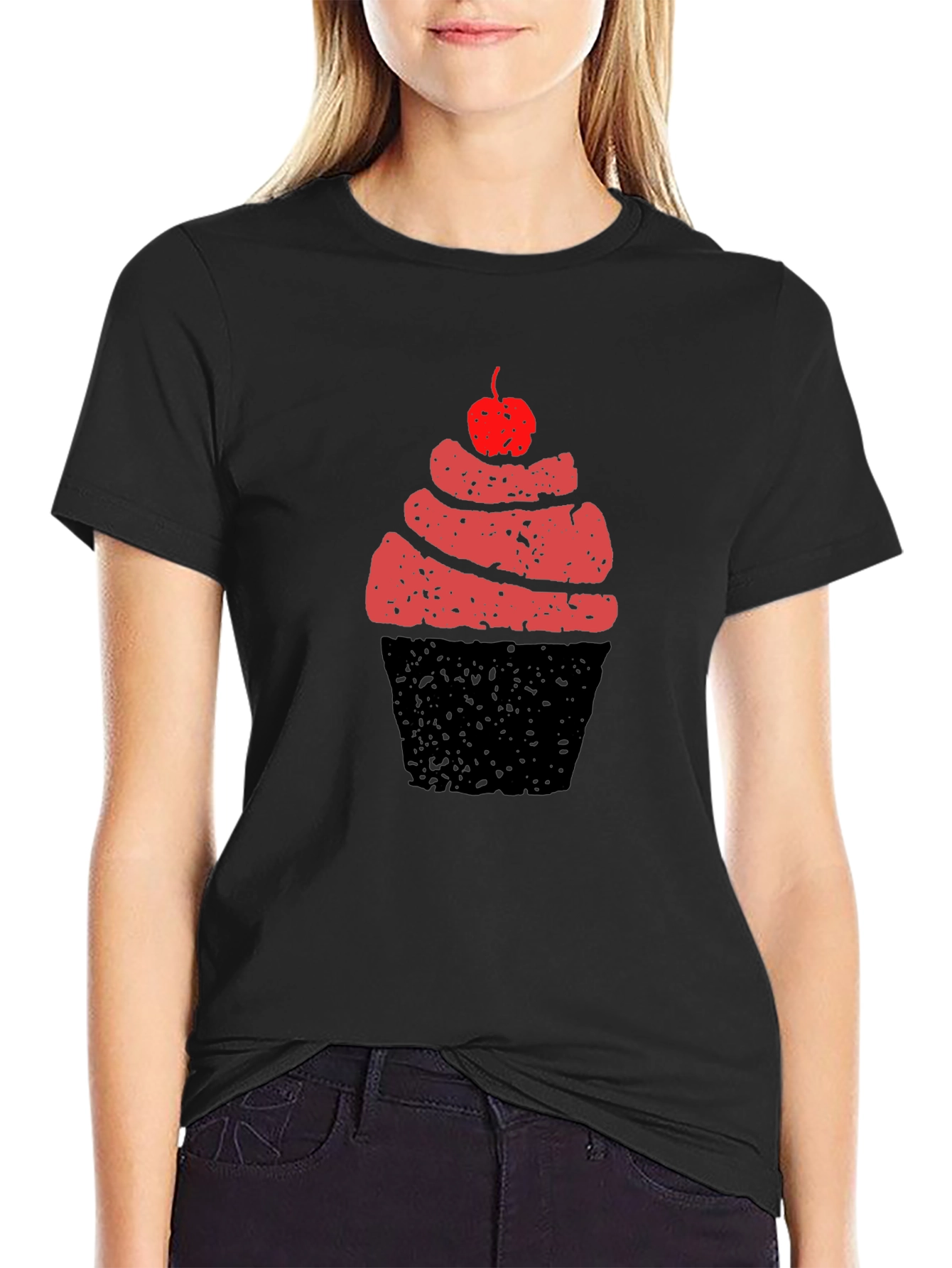 Cupcake Graphic Tee - Black Cotton T-Shirt