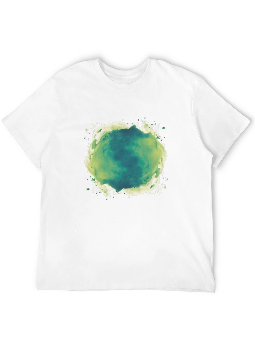 Abstract Green & White Graphic Print Black T-Shirt