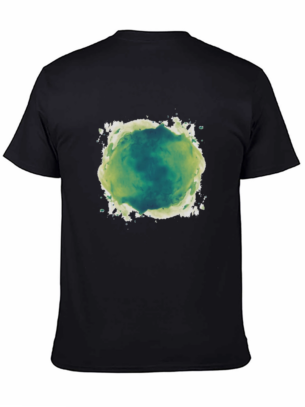 Abstract Green & White Graphic Print Black T-Shirt