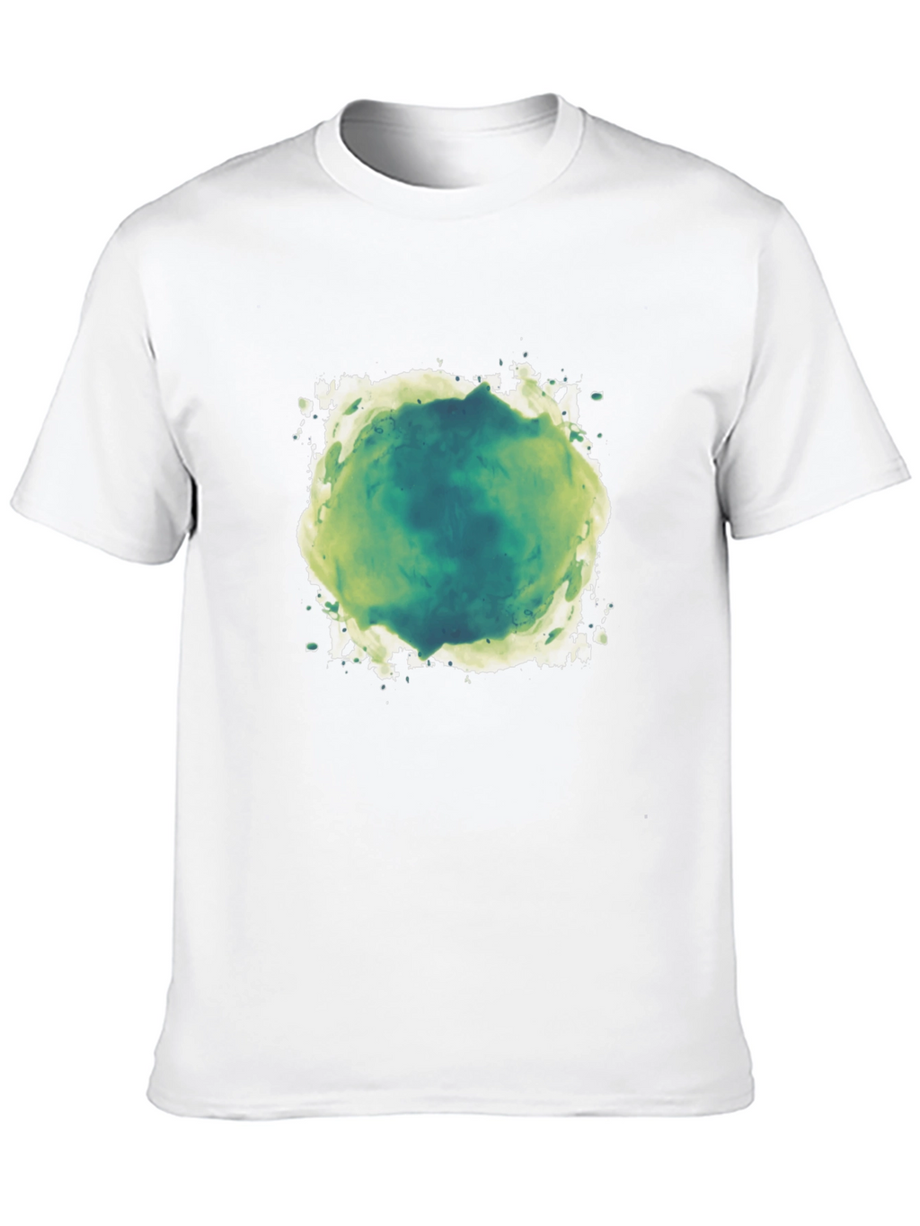 Abstract Green & White Graphic Print Black T-Shirt