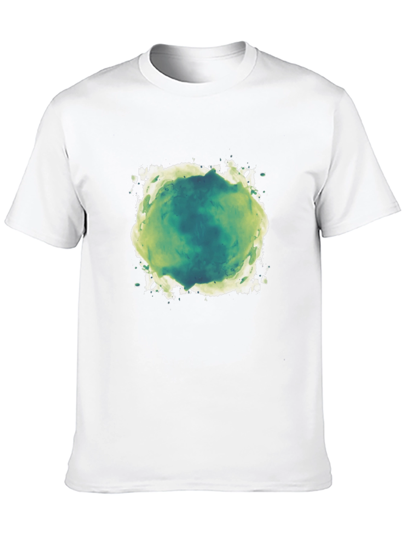 Abstract Green & White Graphic Print Black T-Shirt