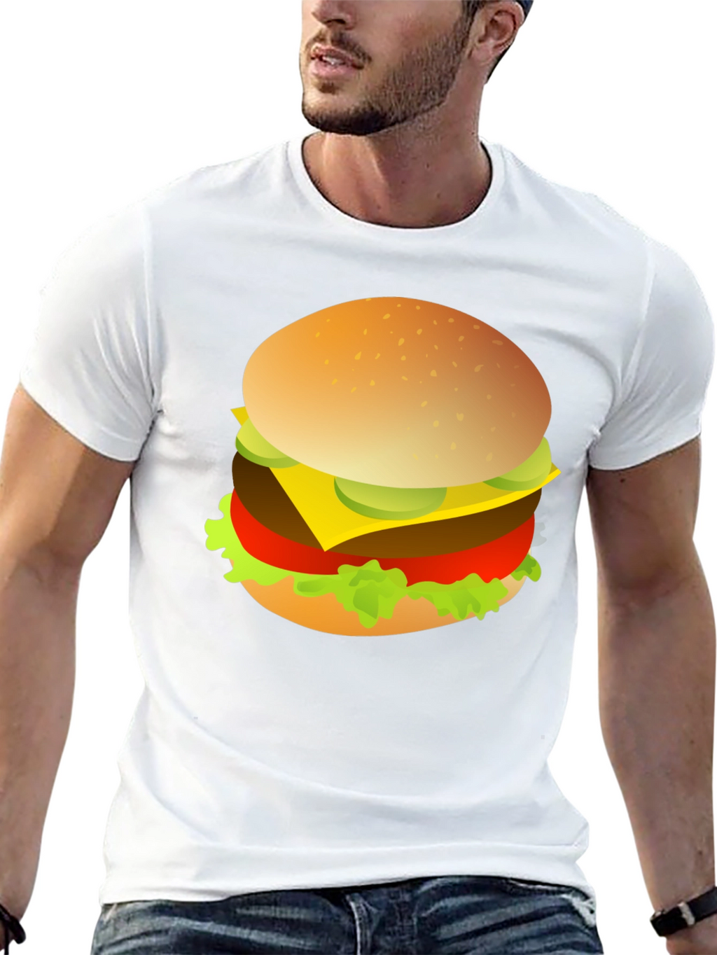 Burger Graphic Print Crew Neck T-Shirt
