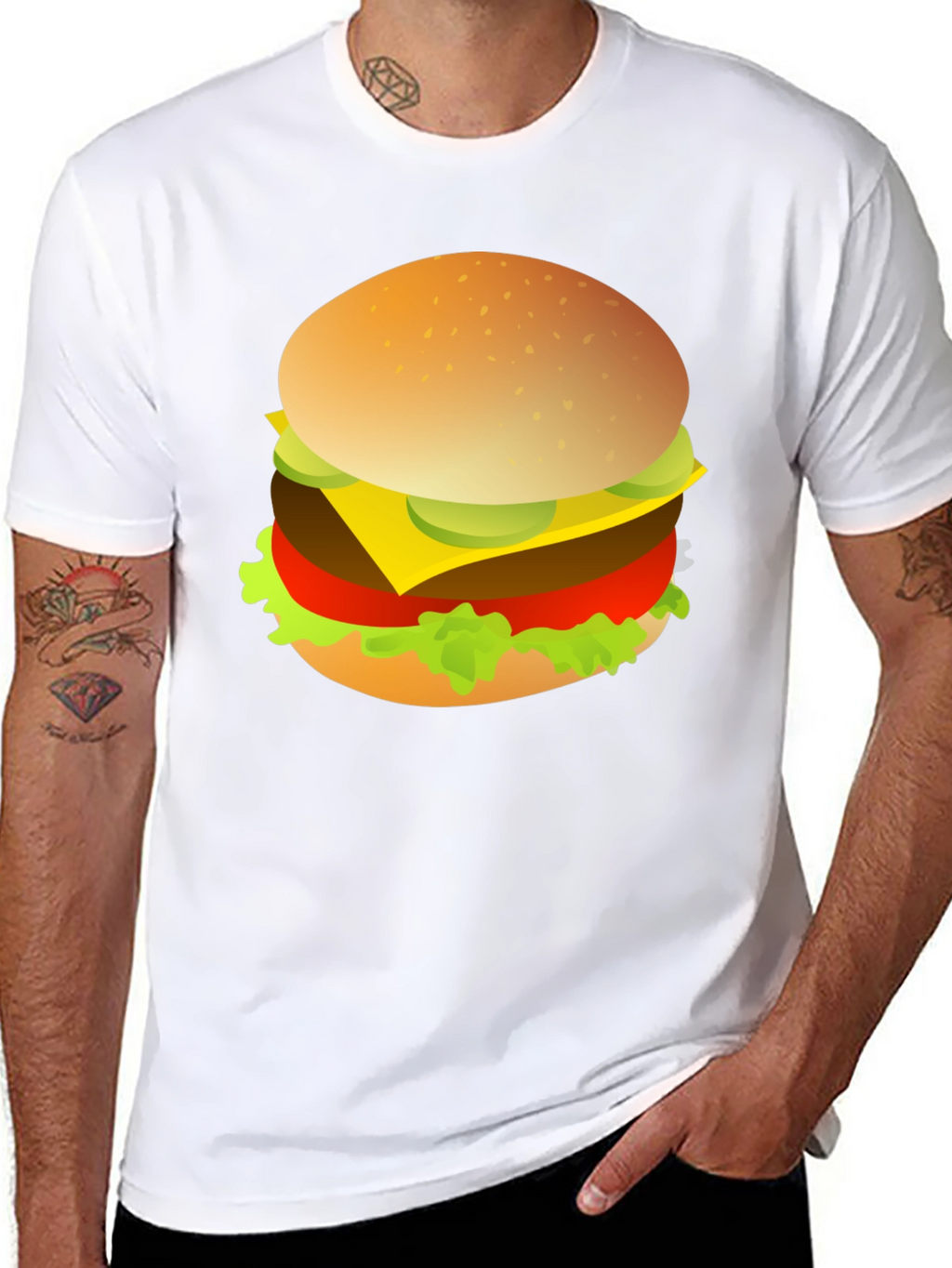 Burger Graphic Print Crew Neck T-Shirt