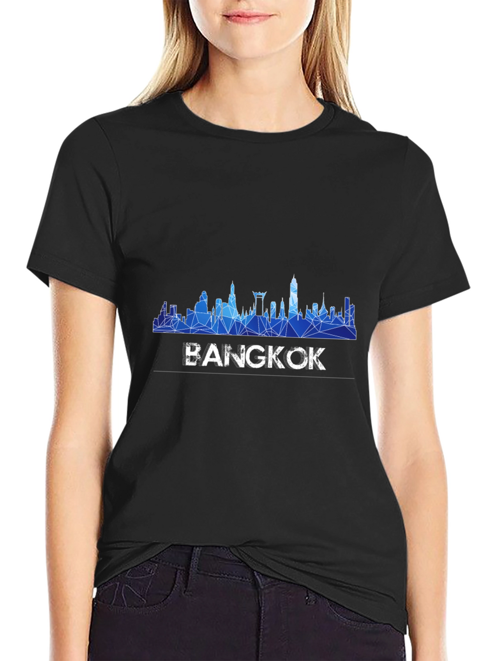 Bangkok Skyline Mens Black T-Shirt