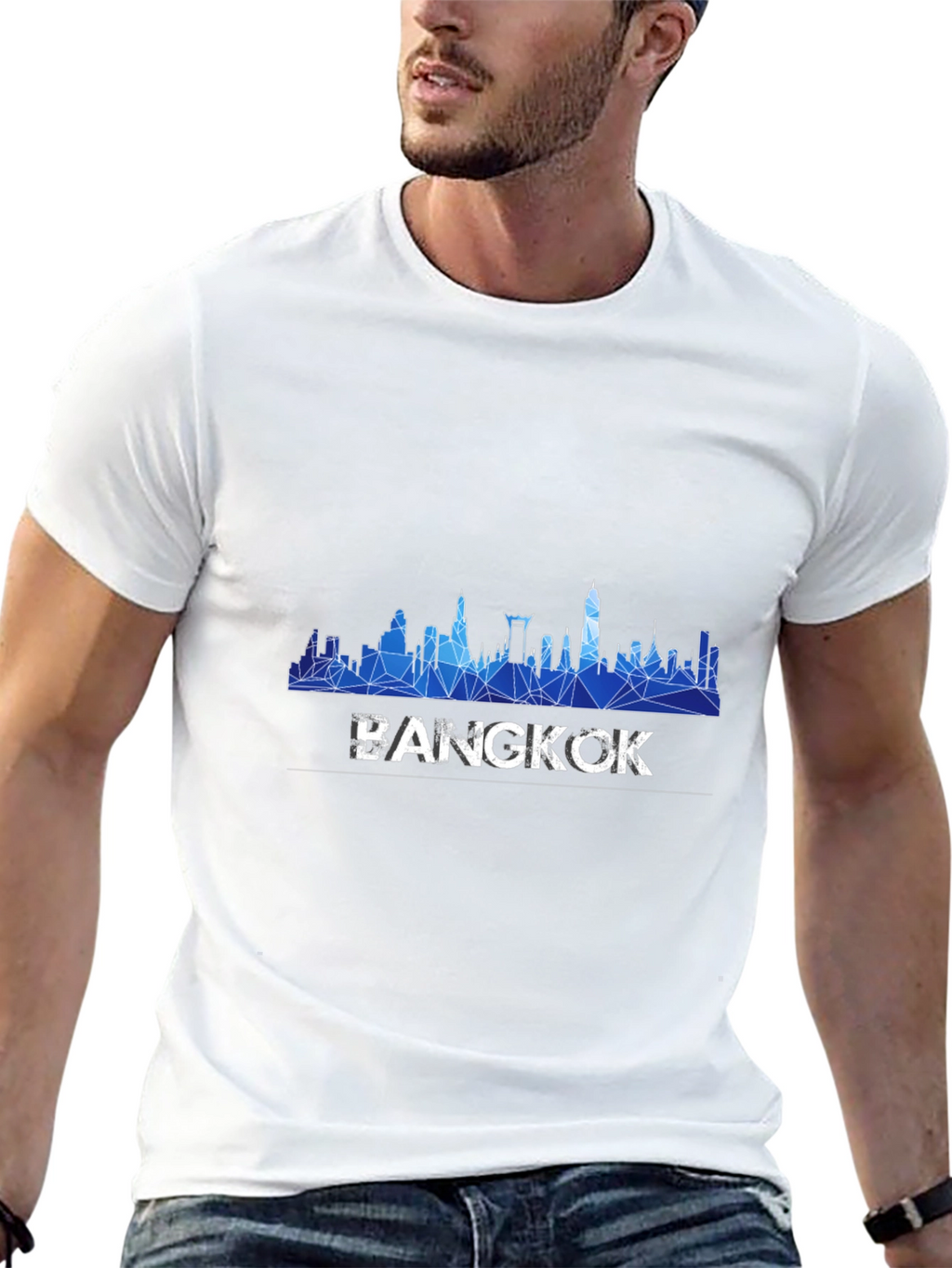Bangkok Skyline Mens Black T-Shirt