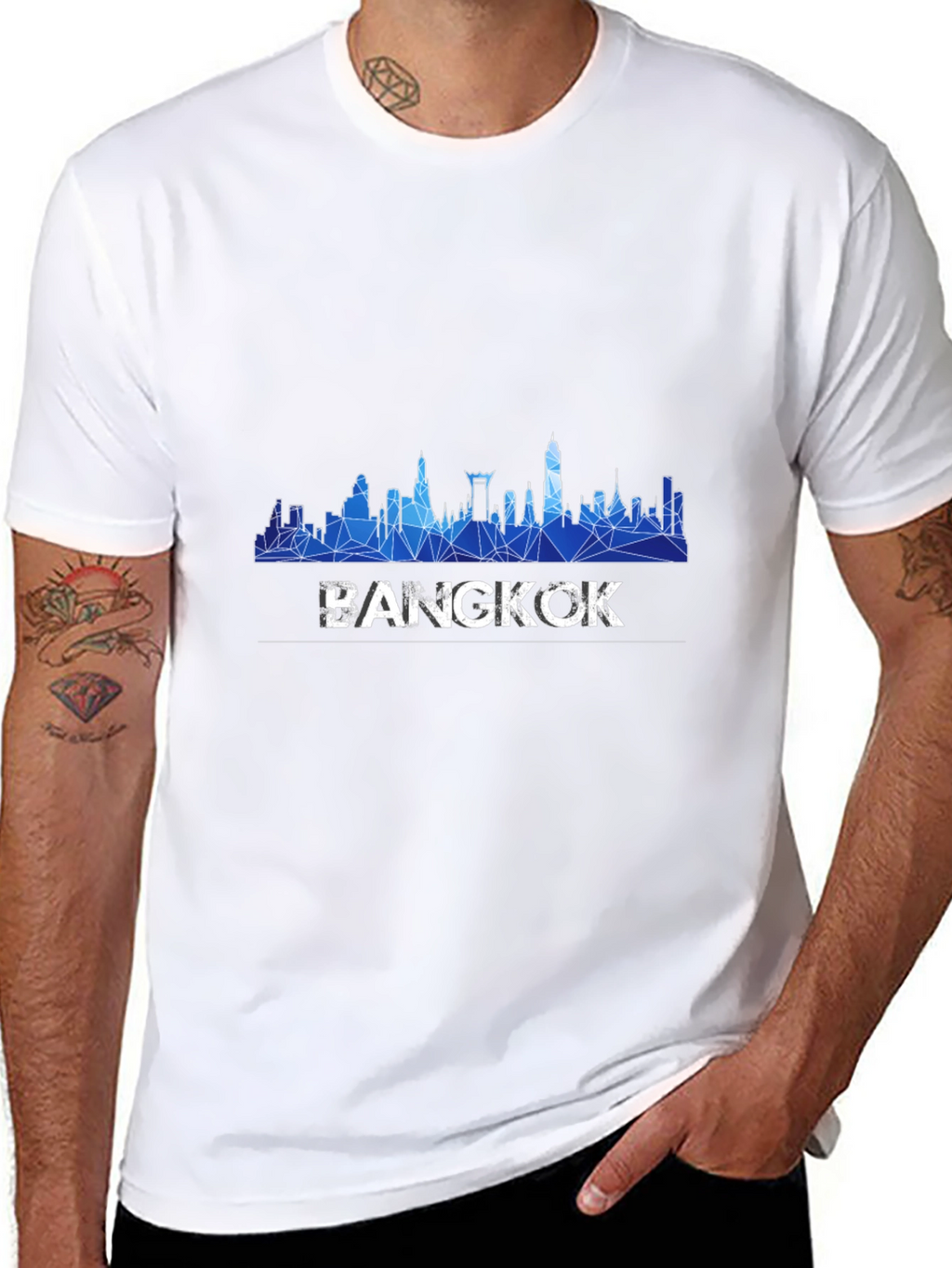 Bangkok Skyline Mens Black T-Shirt