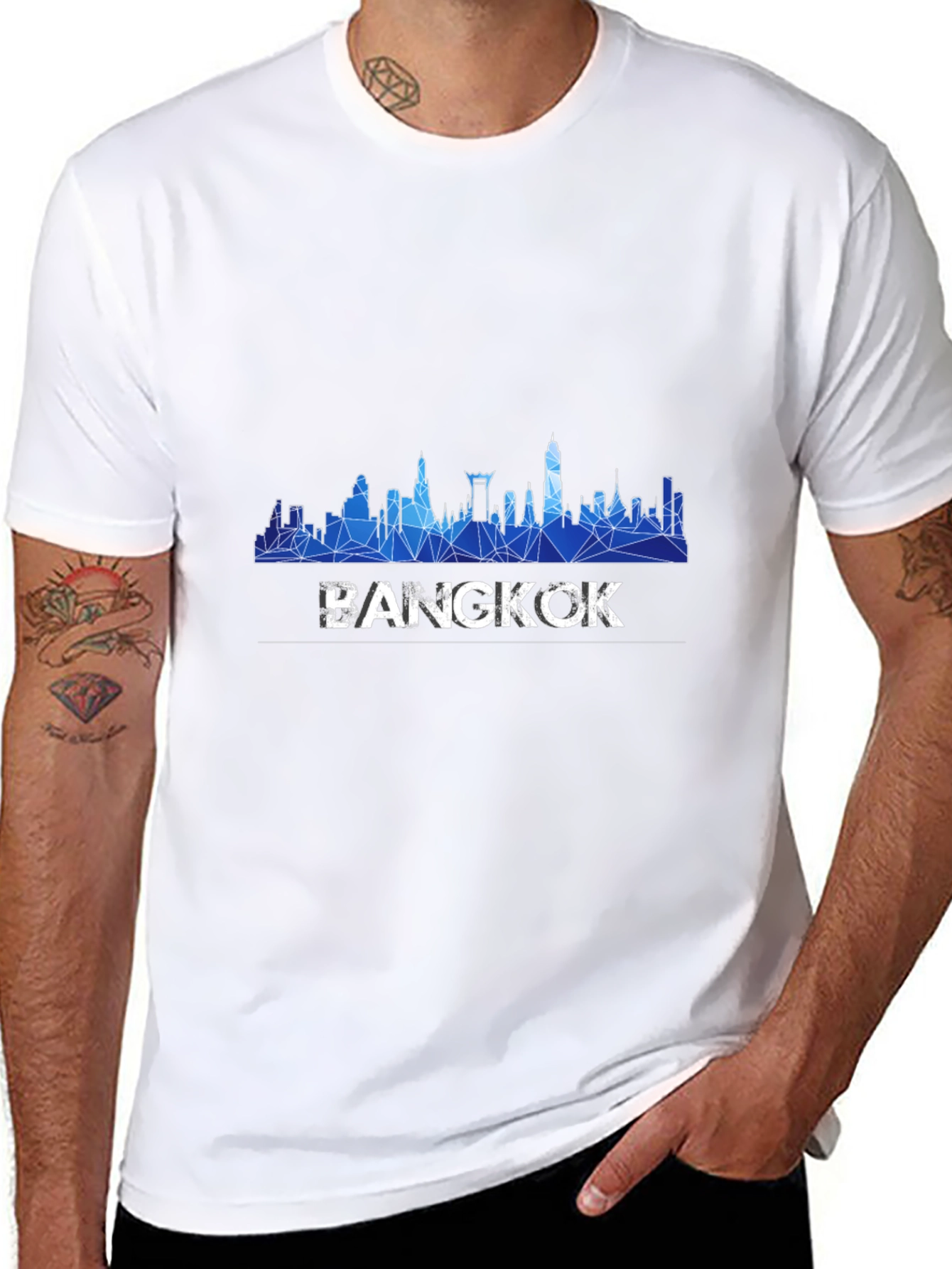 Bangkok Skyline Mens Black T-Shirt