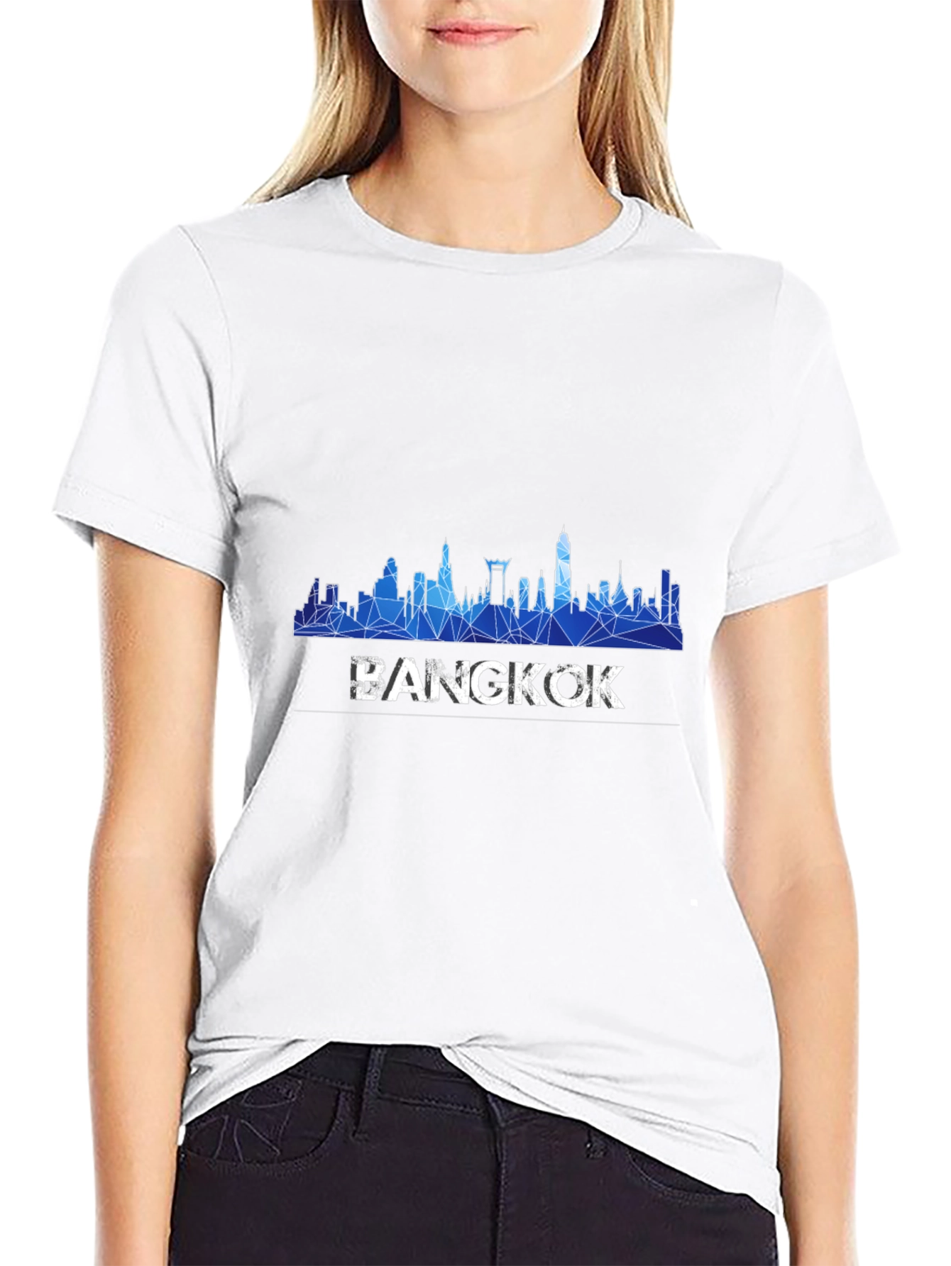 Bangkok Skyline Mens Black T-Shirt