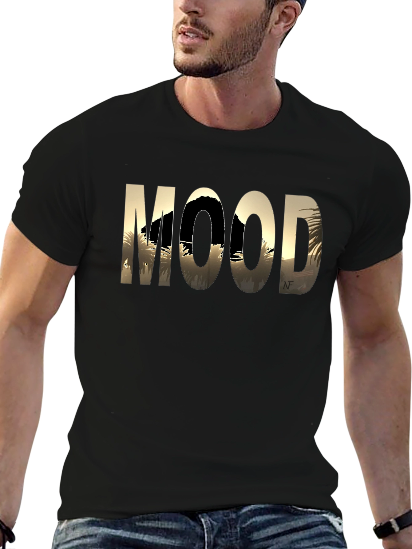 Mood Graphic Print Black T-Shirt