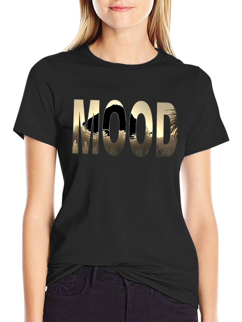 Mood Graphic Print Black T-Shirt
