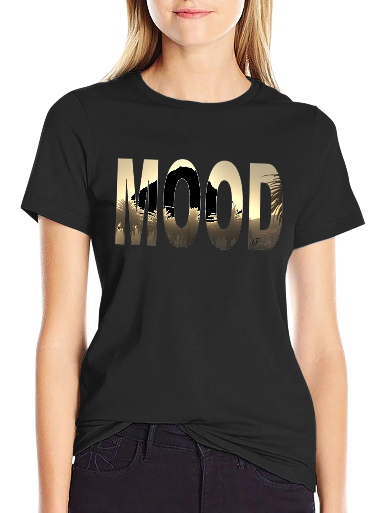 Mood Graphic Print Black T-Shirt