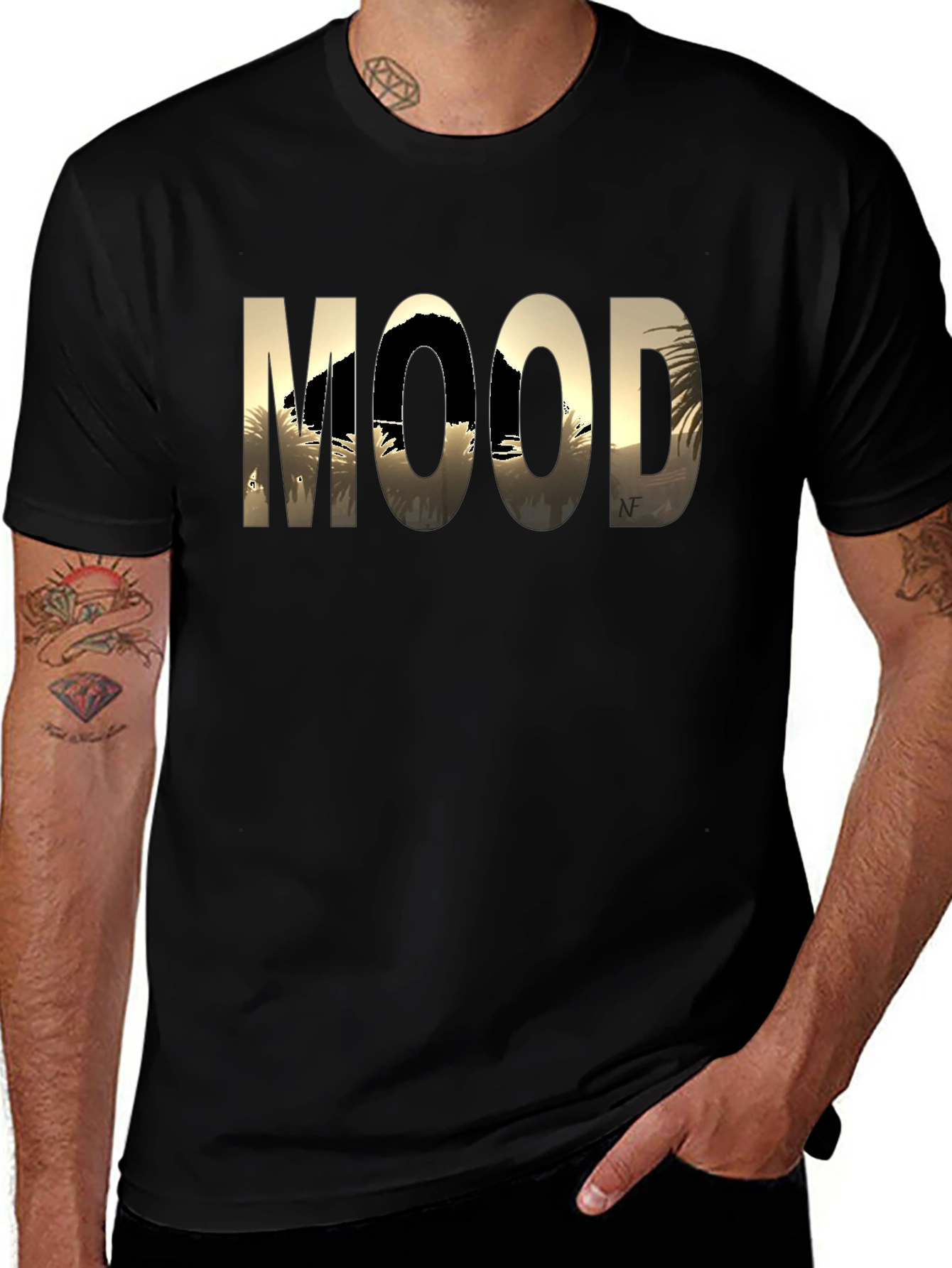 Mood Graphic Print Black T-Shirt