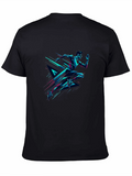 Mens Black Graphic Tee - Running Man Design