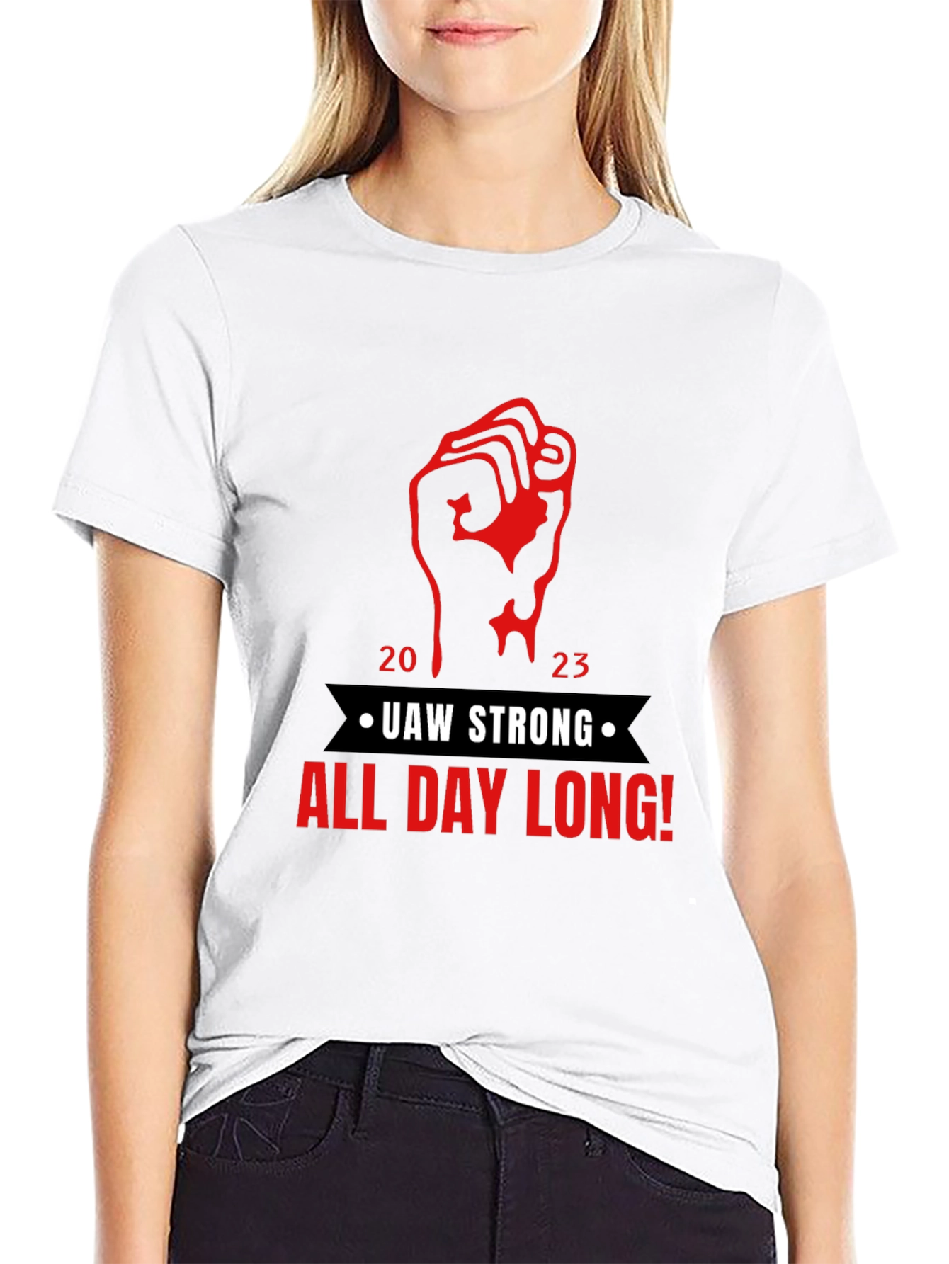 UAW Strong All Day Long! Black T-Shirt