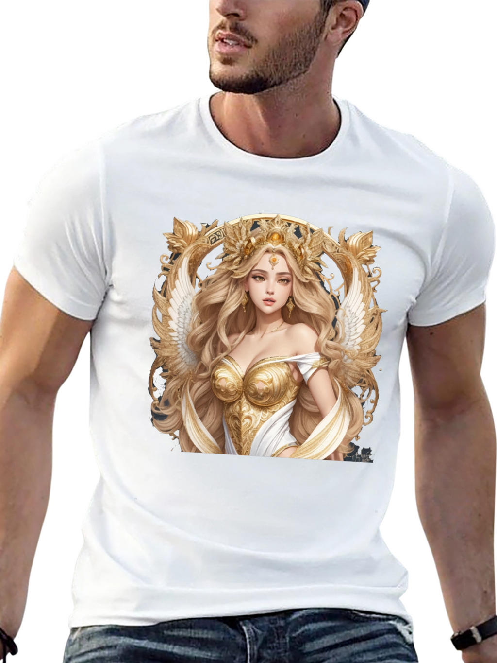 Angelic Goddess Graphic Tee - Black