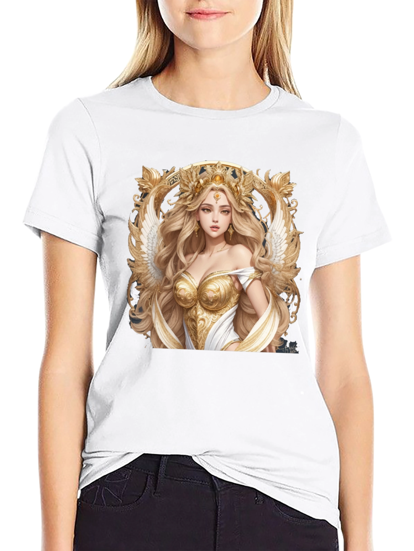 Angelic Goddess Graphic Tee - Black