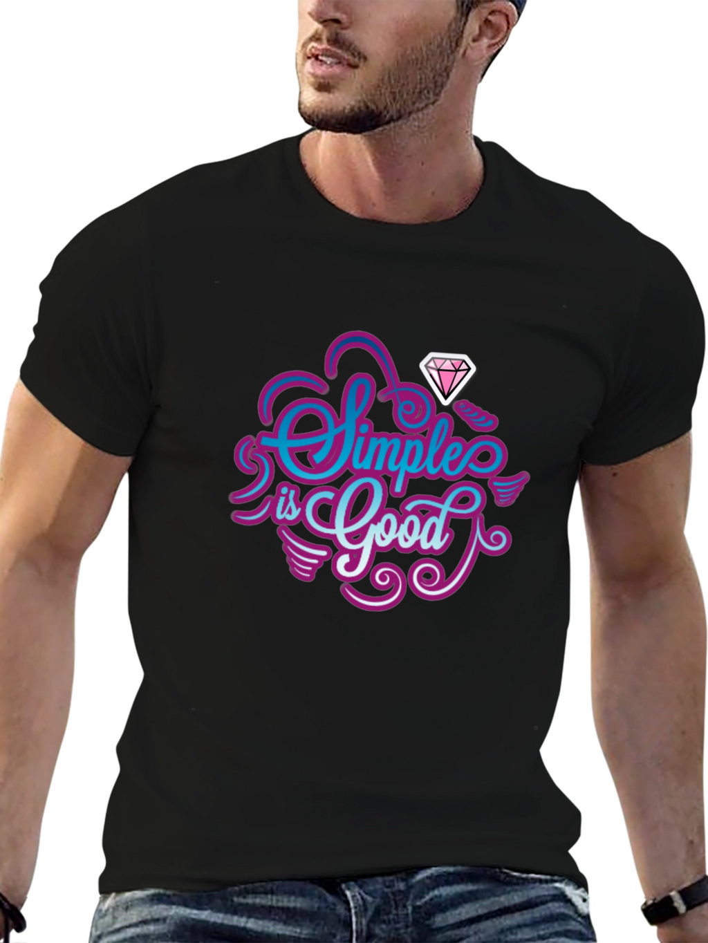 Simple is Good Graphic Tee - Mens Black T-Shirt