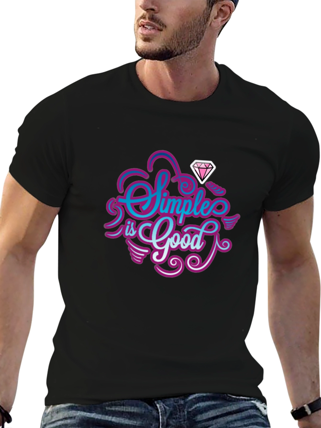 Simple is Good Graphic Tee - Mens Black T-Shirt