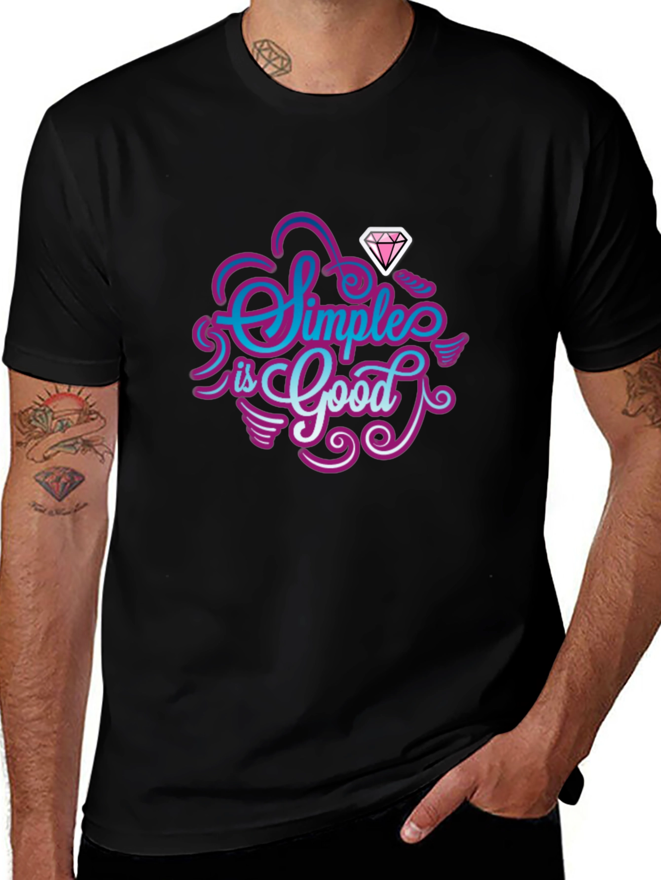 Simple is Good Graphic Tee - Mens Black T-Shirt
