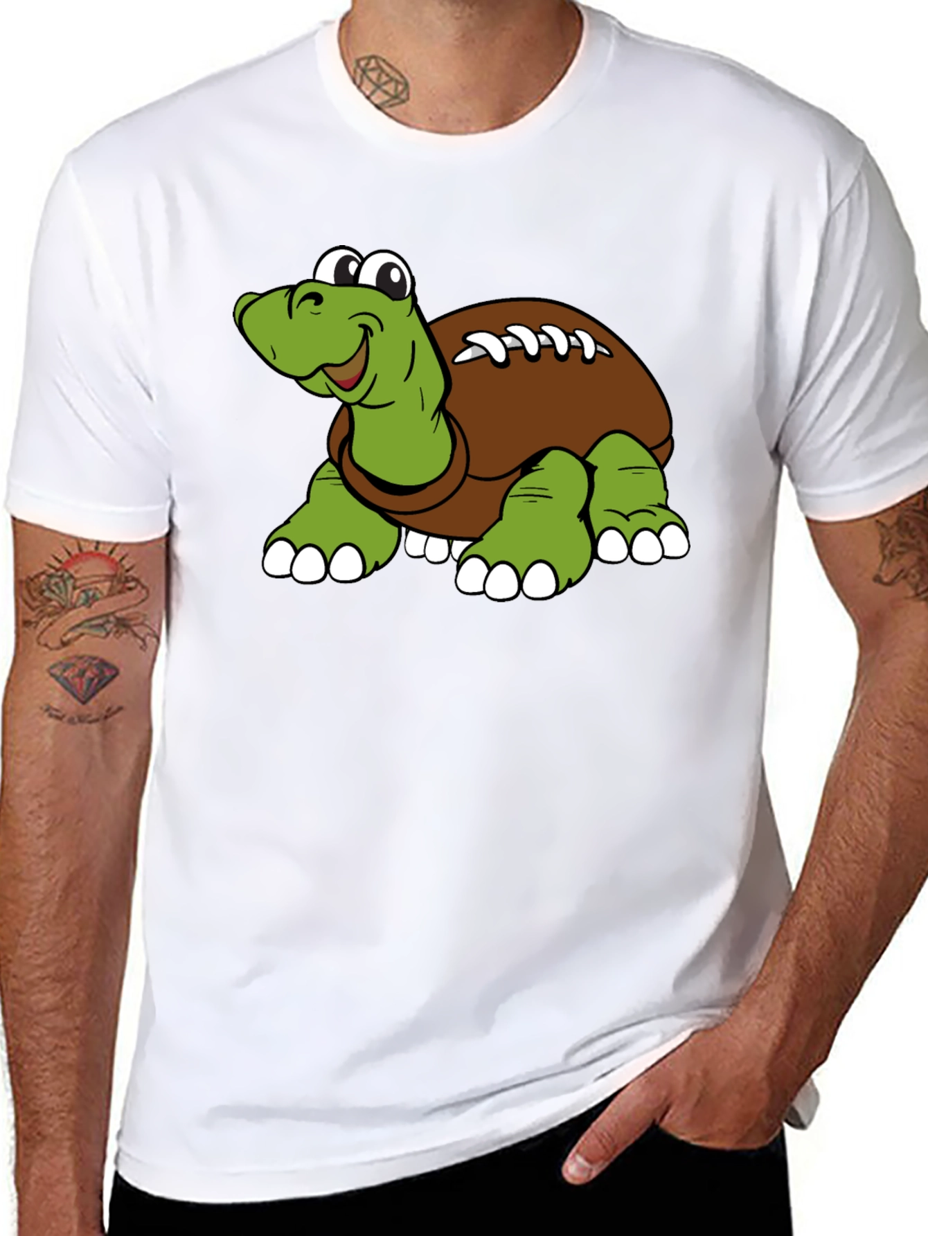 Cartoon Football Turtle Graphic T-Shirt