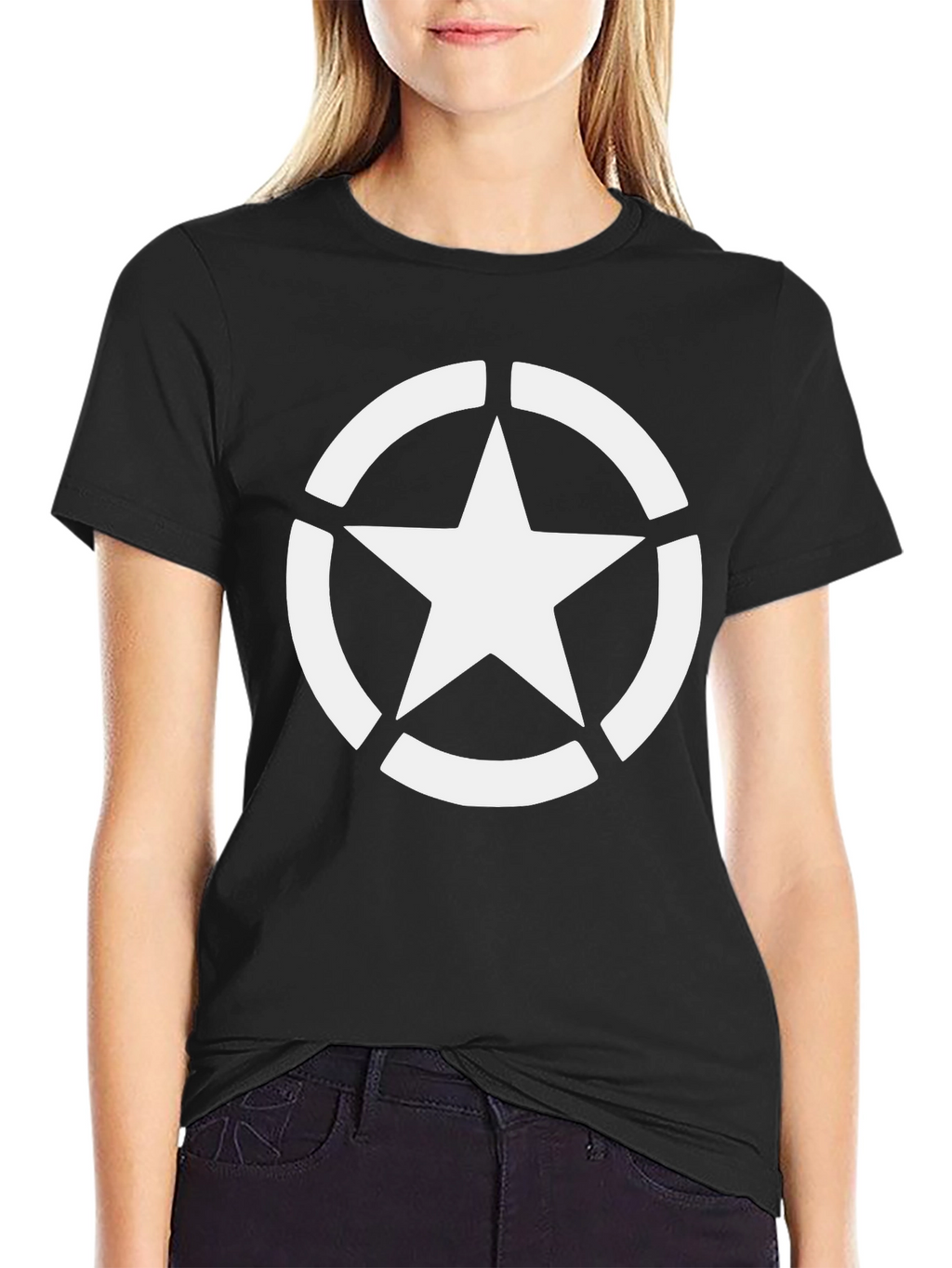 Star Graphic Tee - Black Cotton Casual T-Shirt