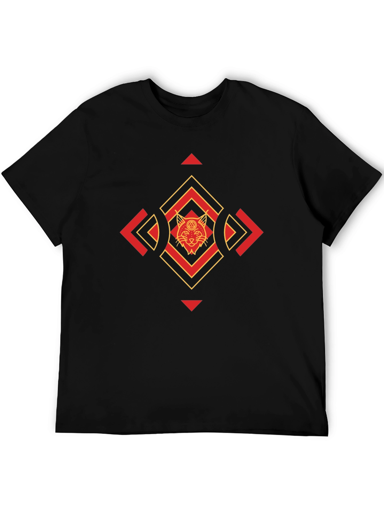 Geometric Cat Graphic Tee - Cool & Stylish