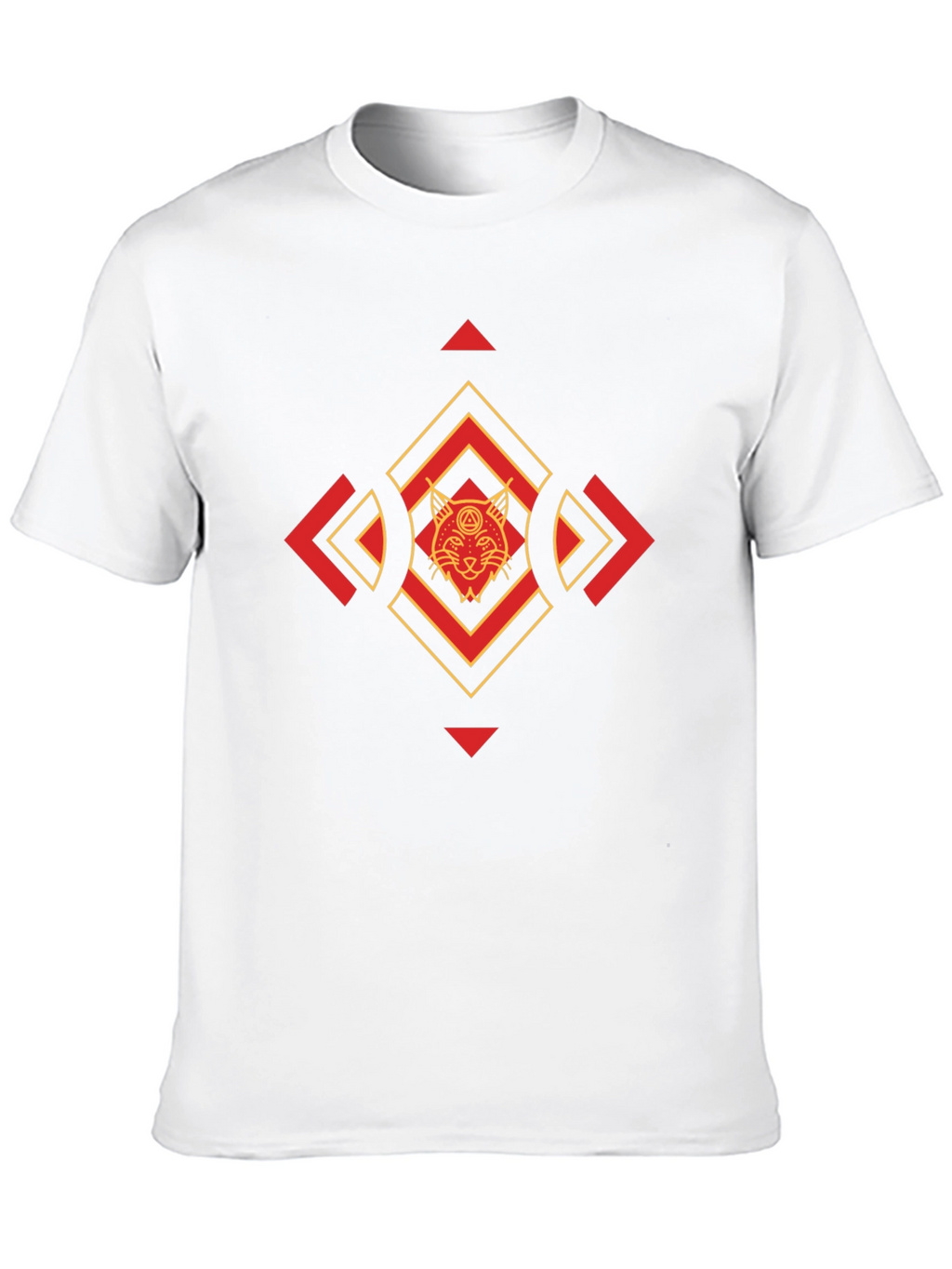 Geometric Cat Graphic Tee - Cool & Stylish