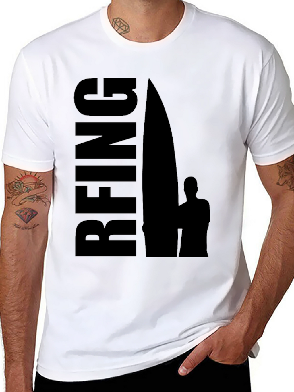 Black Surfing Graphic T-Shirt