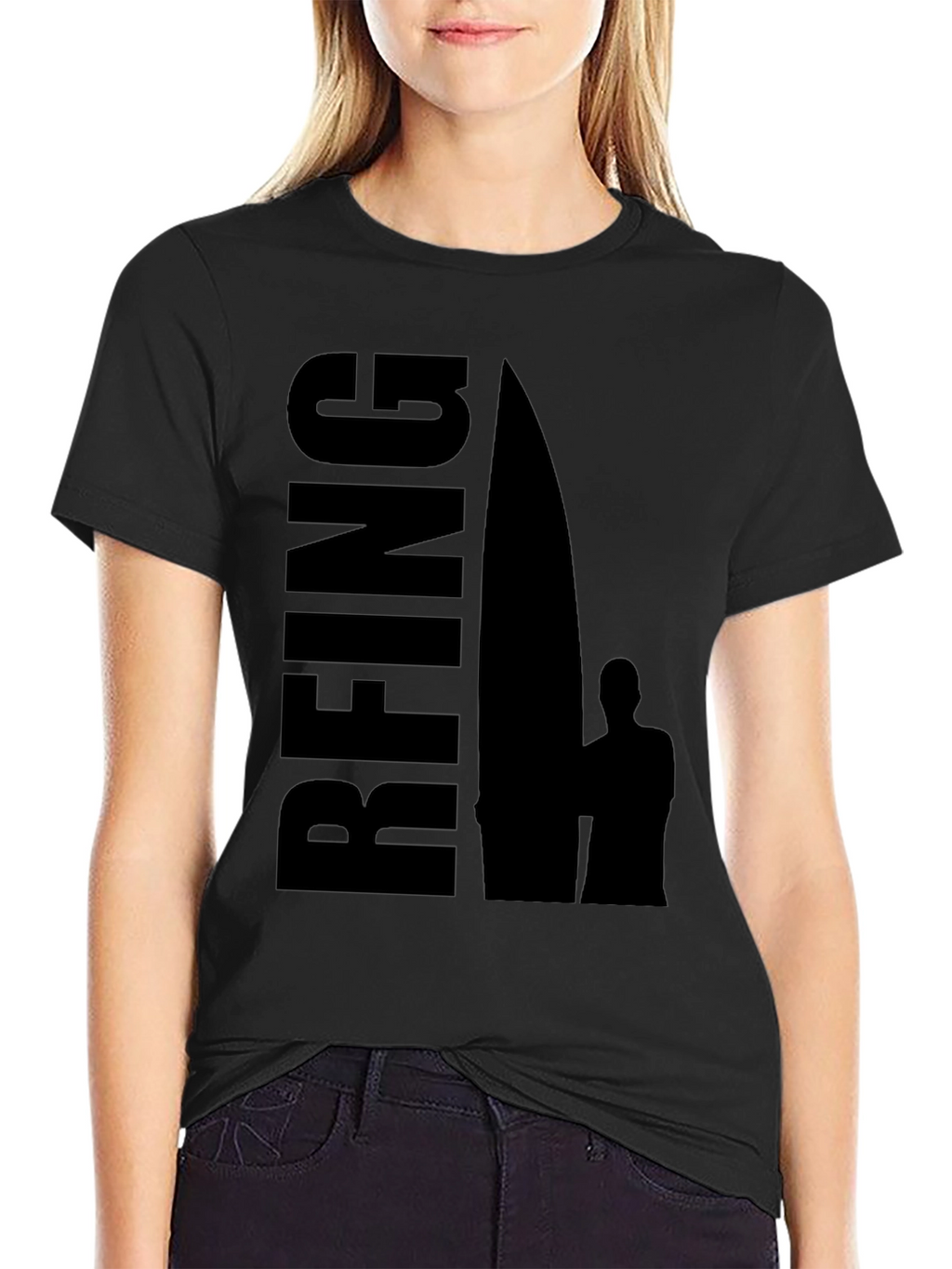 Black Surfing Graphic T-Shirt