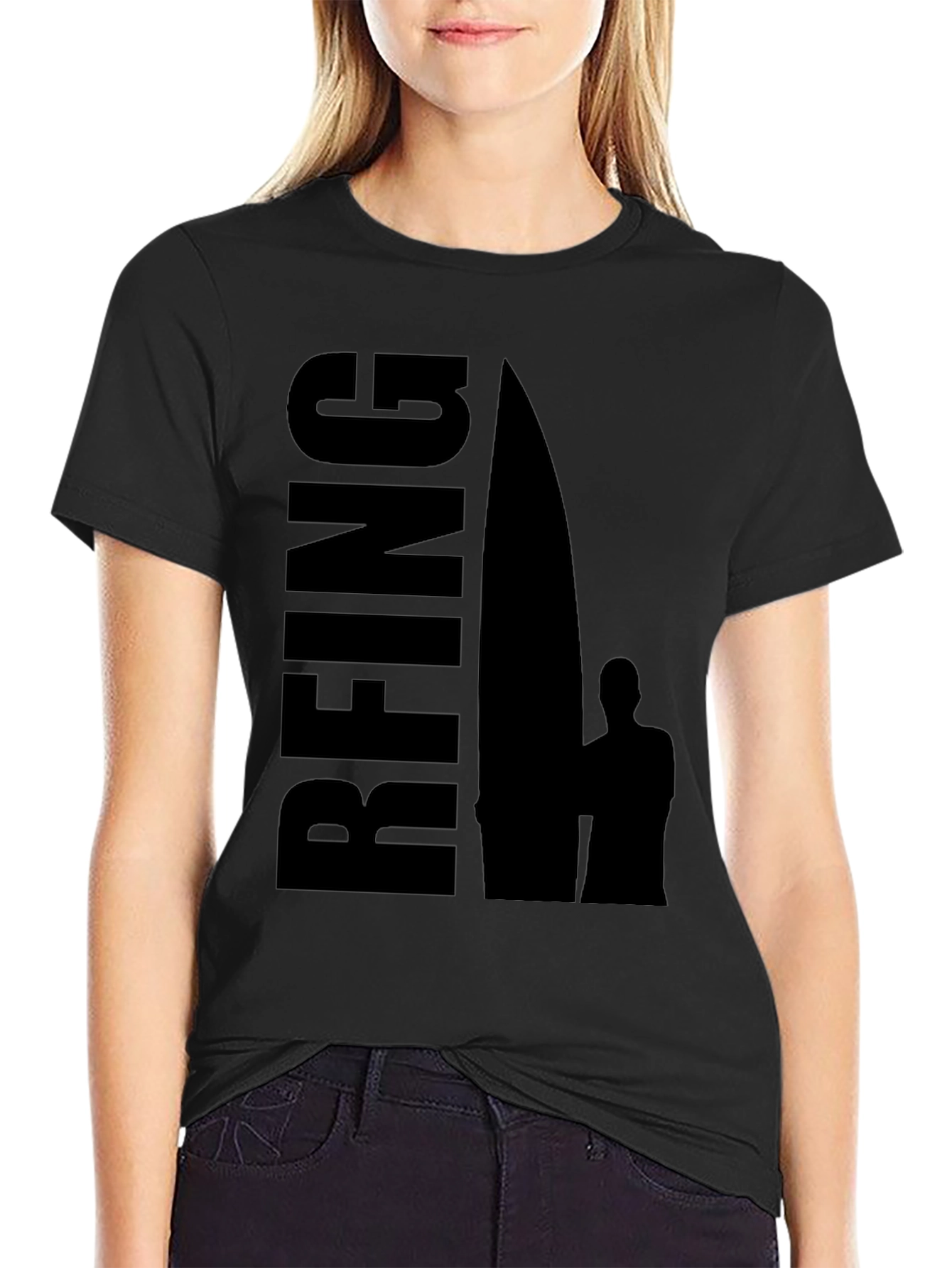 Black Surfing Graphic T-Shirt