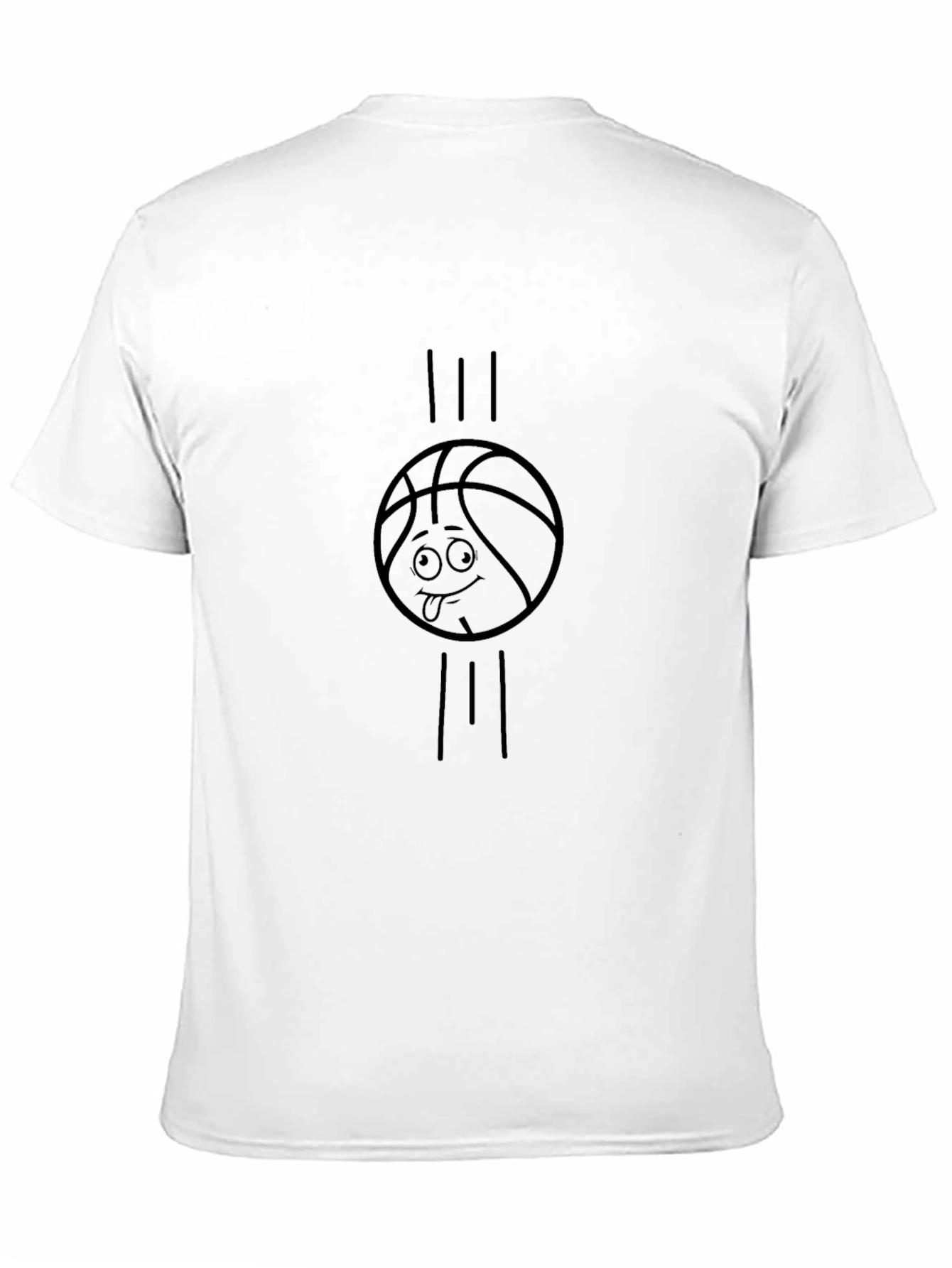 Black T-Shirt with Basketball Cartoon Graphic