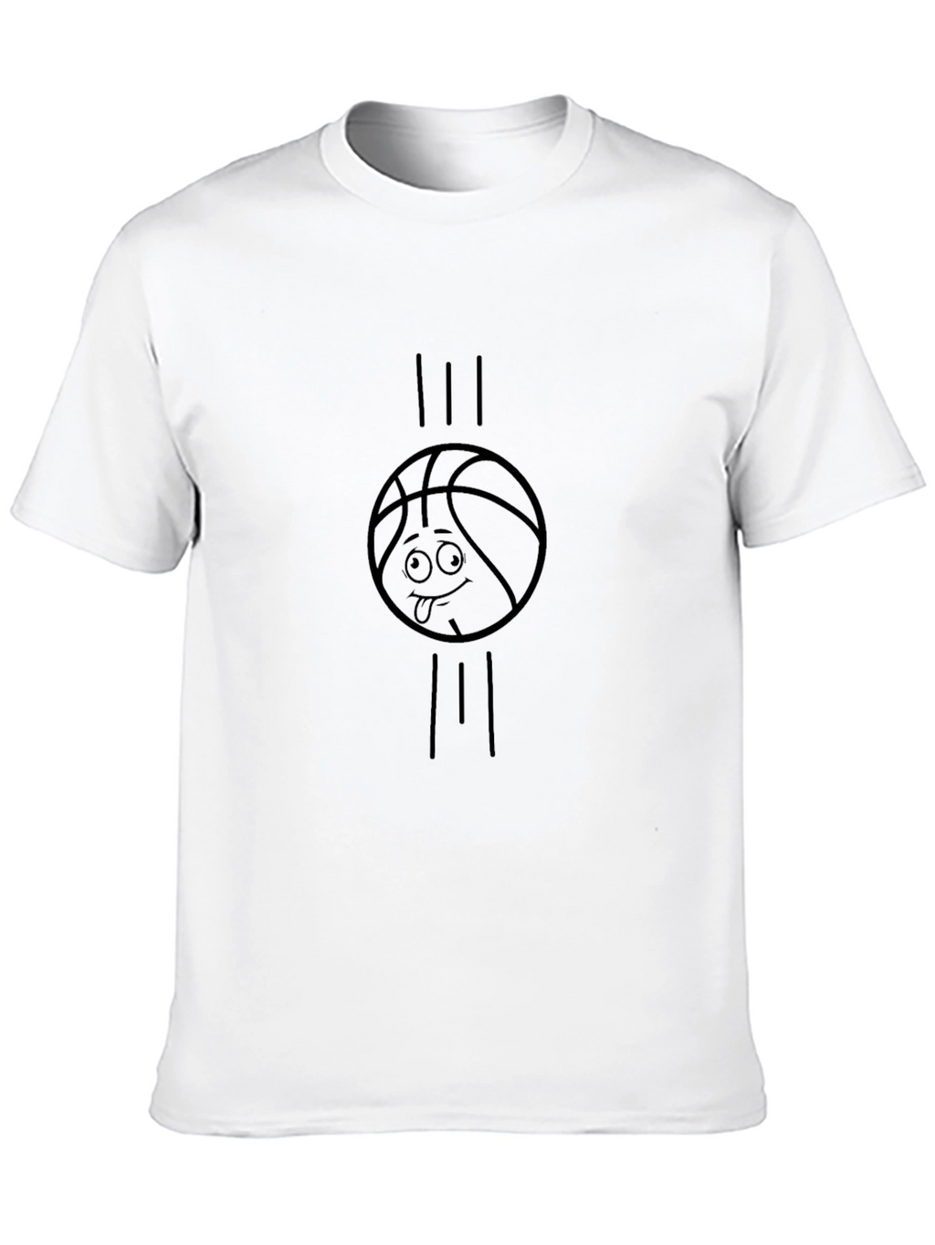 Black T-Shirt with Basketball Cartoon Graphic