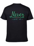 Never Give Up Graphic Tee - Black
