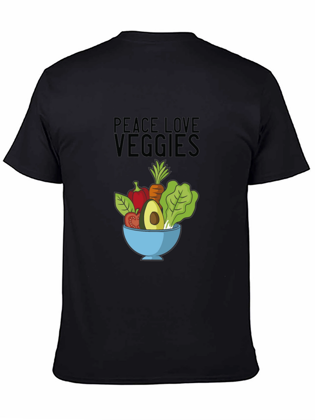Peace Love Veggies Black T-Shirt