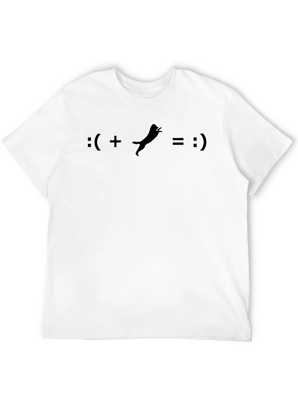 Funny Emoticon + Cat = Happy Face Black T-Shirt